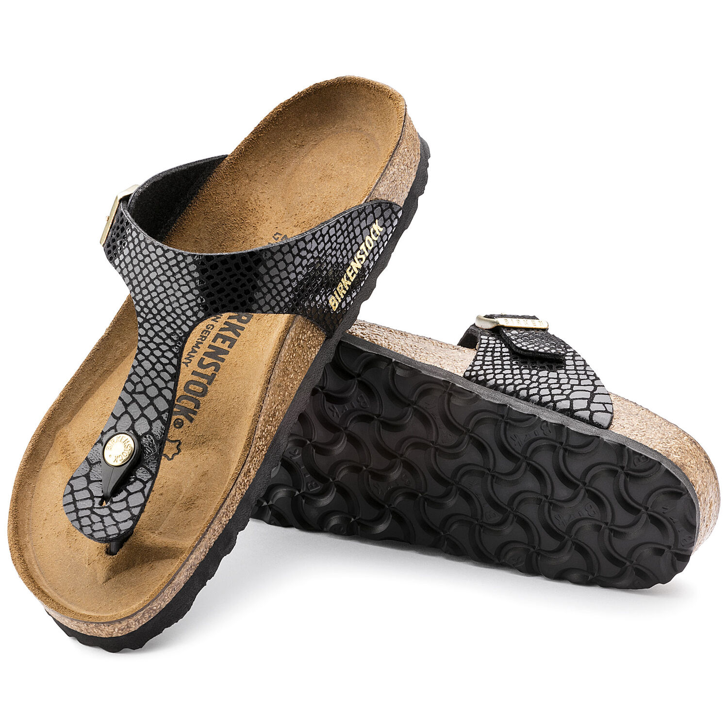 Birkenstock GIZEH Shiny Snake Black 1004274 Regular Modni blues